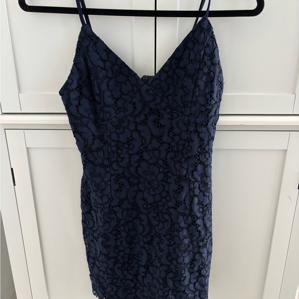 REVOLVE Navy Lace Mini Dress